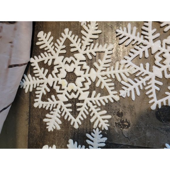 Snowflake glitter white set ornament Xmas Decor figure - Picture 8 of 9